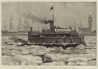 Liverpool during the Frost, Difficulties of the Mersey Ferry Traffic by William Heysham Overend