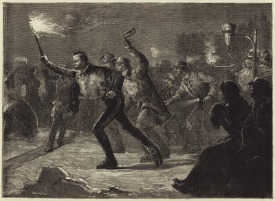Skating on the Serpentine by Torchlight by William Heysham Overend