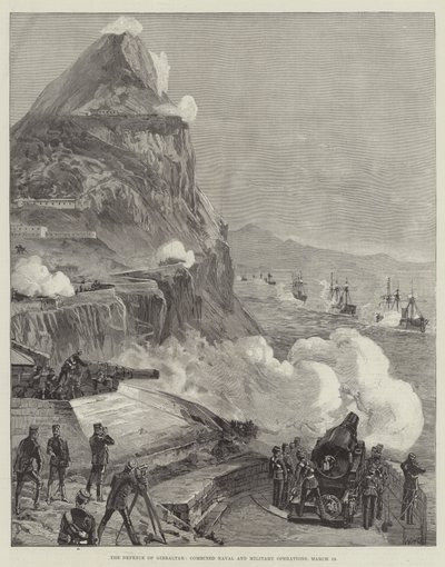 The Defence of Gibraltar, Combined Naval and Military Operations, 13 March by William Heysham Overend