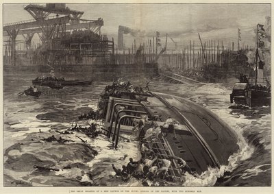The Great Disaster at a Ship Launch on the Clyde, sinking of the Daphne, with Two Hundred Men by William Heysham Overend