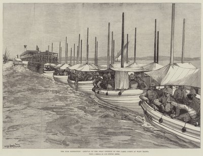 The Nile Expedition, Arrival of the First Division of the Camel Corps at Wady Halfa by William Heysham Overend
