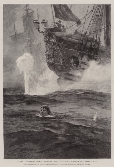 Young Cloudesley Shovell swimming with despatches through the Enemy