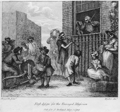 First Design for The Enraged Musician by William Hogarth