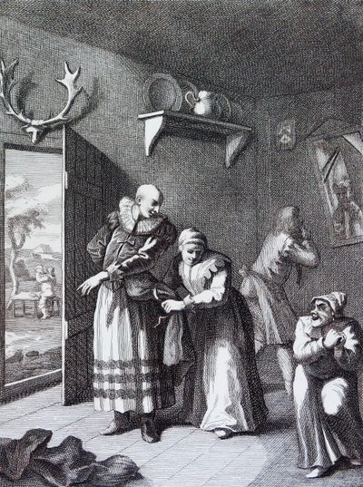 The Curate and the Barber Disguising Themselves to convey Don Quixote Home by William Hogarth