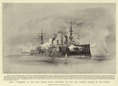 HMS Terrible as she will Appear when completed for Sea, the Largest Cruiser in the World by William Lionel Wyllie