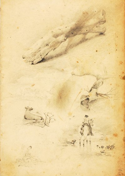 Studies--Figures, Log, Horse and Rider, etc. by William Page
