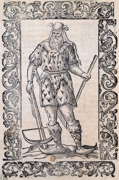 Man with Fur Dress, Crossbow and Shoes with Twisted Tip (Example of Rudimentary Skis) by Nicolas Toussaint Charlet