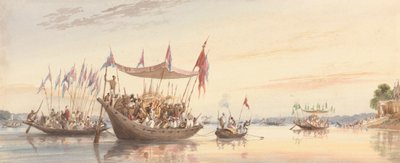 Water Procession of the Image of Doorga Before Her Immersion at Sunset by William Prinsep