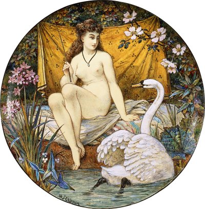 A Minton Earthenware Large Tazza, Depicting Leda and the Swan by William Stephen Coleman