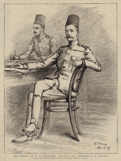 The Sirdar, Sir H H Kitchener, and his ADC, Bimbashi J K Watson by William T. Maud