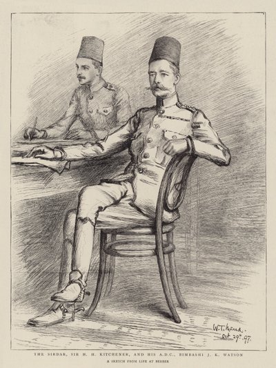 The Sirdar, Sir H H Kitchener, and His ADC, Bimbashi J K Watson by William T. Maud