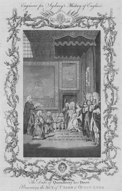 The Duke of Queensberry and Dover Presenting the Act of Union to Queen Anne by William Walker