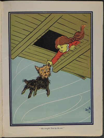 "She caught Toto by the ear", illustration from "The Wonderful Wizard of Oz" by Lyman Frank Baum by William Wallace Denslow