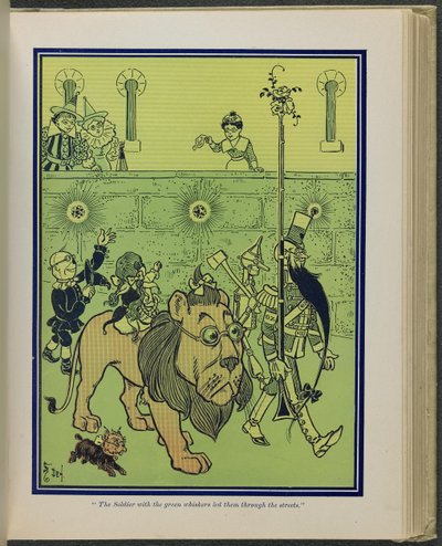 "The Soldier with the Green Whiskers Led Them Through the Streets", Illustration from "The Wonderful Wizard of Oz" by Lyman Frank Baum by William Wallace Denslow