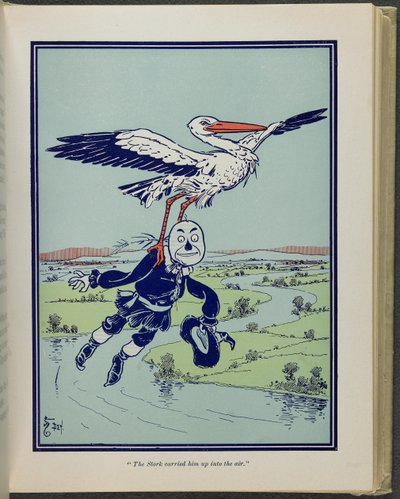 The Stork carried him up into the air, illustration from "The Wonderful Wizard of Oz" by William Wallace Denslow