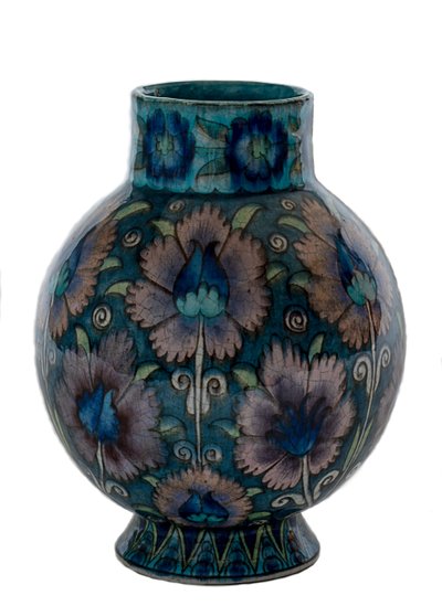 Bulbous Vase with Pink Carnation Pattern by William de Morgan