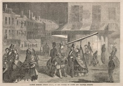 Boston Evening Street Scene, at Corner of Court and Brattle Streets, 1857 by Winslow Homer