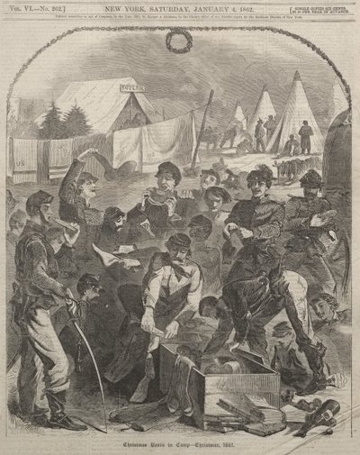 Christmas Boxes in Camp - Christmas, 1861 by Winslow Homer