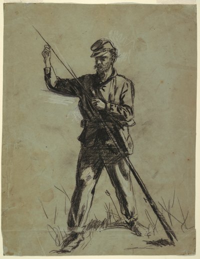 Cavalry Soldier Loading a Rifle, 1863-64 by Winslow Homer