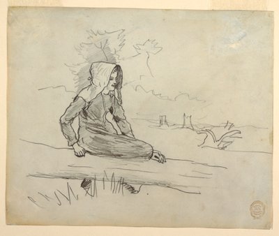 Girl Seated on a Tree Trunk, 1879 by Winslow Homer