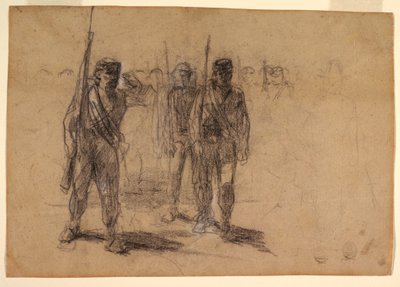 Soldiers Drilling, probably 1864 by Winslow Homer