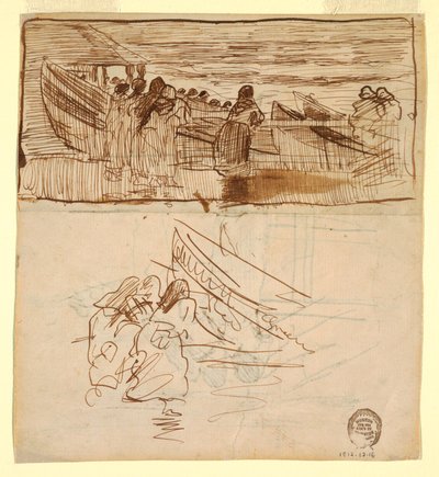 Two Studies of Women Watching the Launching of Dories, Cullercoats, England, 1881 by Winslow Homer