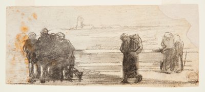 Figures Overlooking Bay and Small Boat, Cullercoats, England by Winslow Homer