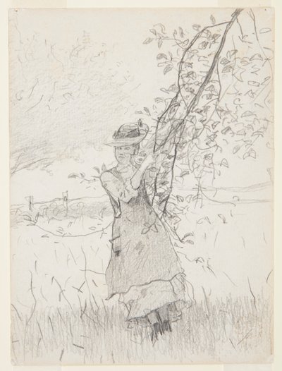 Girl Holding a Branch of an Apple Tree by Winslow Homer