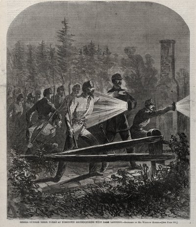 Rebels Outside Their Works at Yorktown Reconnoitering with Dark Lanterns by Winslow Homer