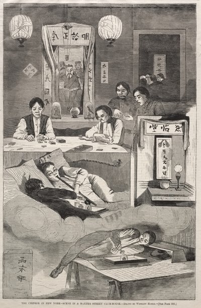 The Chinese in New York - Scene in a Baxter Street Club-House by Winslow Homer