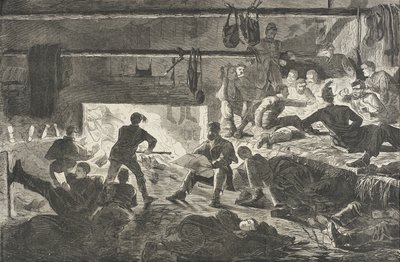 Winter Quarters in Camp - The Inside of a Hut by Winslow Homer