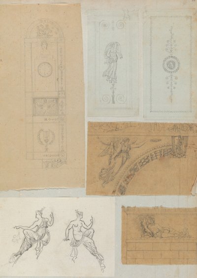 Page from a Scrapbook containing Drawings and Several Prints of Architecture by Workshop of Charles Percier, Workshop of Pierre