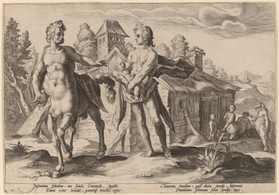 Apollo Entrusting Chiron with the Education of Asclepius by Workshop of Hendrick Goltzius, after Hendrick Goltzius