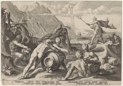 Neptune Plotting the Destruction of Man by Workshop of Hendrick Goltzius, after Hendrick Goltzius
