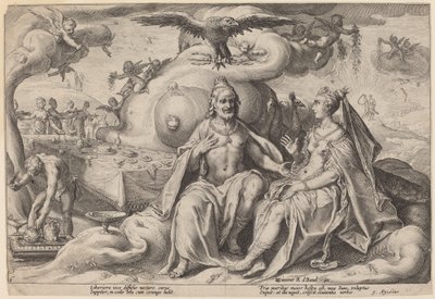 The Dispute between Jupiter and Juno by Workshop of Hendrick Goltzius, after Hendrick Goltzius