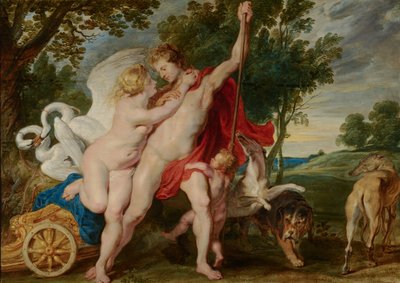 Venus Trying to Restrain Adonis from Departing for the Hunt by Workshop of Peter Paul Rubens
