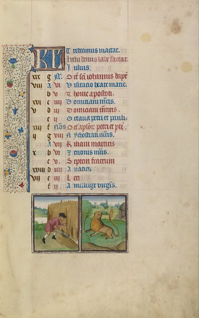 A Man Reaping; Zodiacal Sign of Leo by Workshop of Willem Vrelant