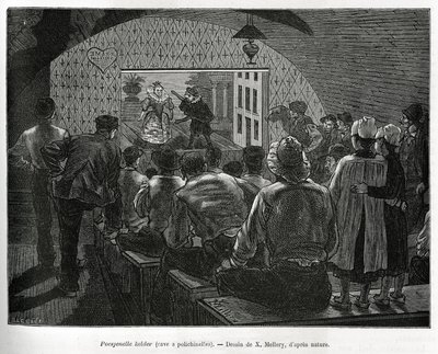 Cellar for Puppet Shows (engraving by X. Mellery, to illustrate the story of Belgium by Camille Lemonnier) by Xavier Mellery
