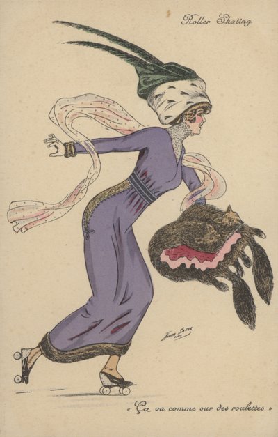 Pretty, Extravagantly Dressed Girl, Roller Skating by Xavier Sager