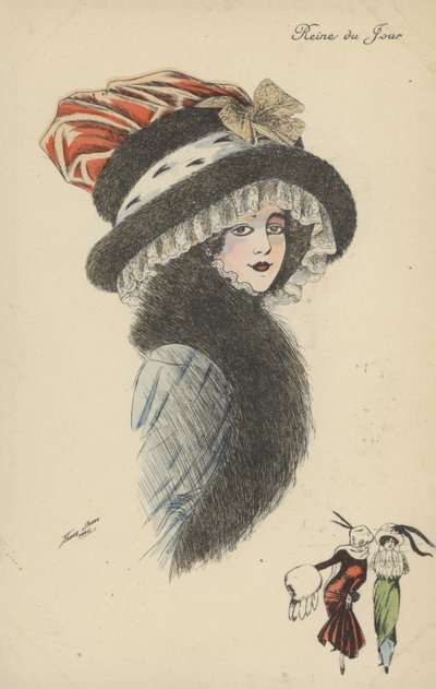 Reine du Jour, Pretty Girl with Large Hat and Ruff by Xavier Sager
