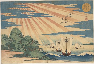 Mount Tempozan: Picture of Ten Thousand Ships Entering the Harbor by Yashima Gakutei