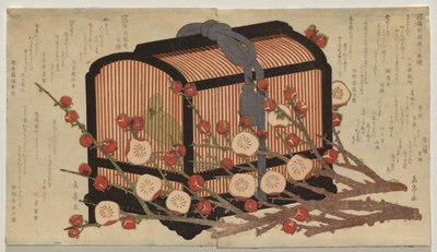 Two Continuous Designs for the Bizen Province Club: Warbler in a Cage with Branches of Blossoming Plum by Yashima Gakutei