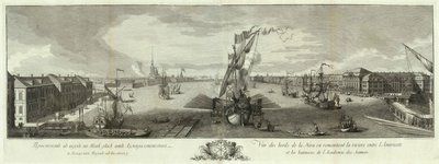 View of the Neva Downstream from the Admiralty and the Academy of Sciences, 1753 by Yefim Grigoryevich Vinogradov