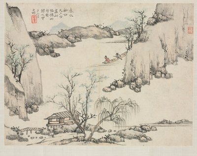 Landscape Album in Various Styles: Boating in Spring Water by Zha Shibiao