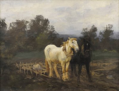 Horses with Harrow, Early 20th Century by Zigmas Petravičius