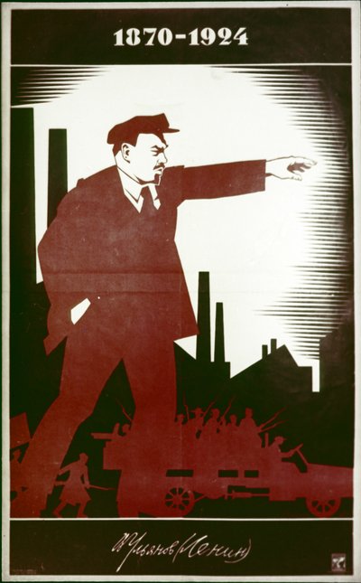 A Soviet Poster Commemorating V. I. Lenin by A. Strakhov by Frederick (attr. to) Barnard