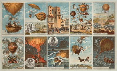 Collecting Cards with Pictures of Events in Ballooning History from 1795 to 1846, c.1900 by . .