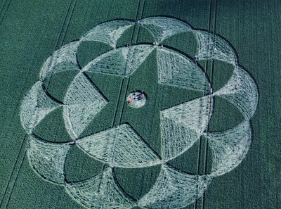 Crop circle in barley field, Avebury Trusloe, Wiltshire, 20th June 1998 by Ferdinand Georg Waldmuller