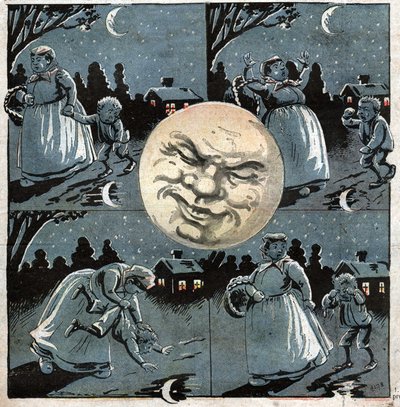 Moon in a puddle by Ferdinand Georg Waldmuller