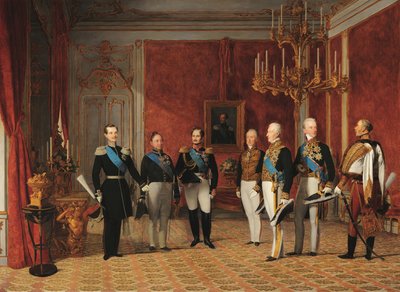 Reception of Grand Duke Alexander Nikolayevich by Prince Metternich in the Vienna Hofburg in 1839 by Фердинанд Георг Вальдмюллер